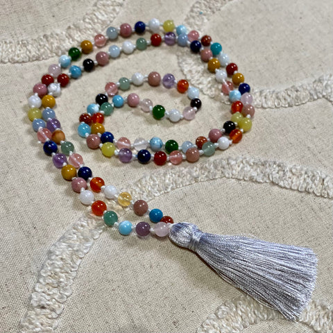 Meditation beads Semi precious hand knotted Mala beads Inspired